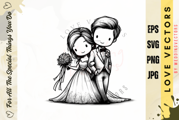 C2742: The Minimalist Wedding Couple Vector Set