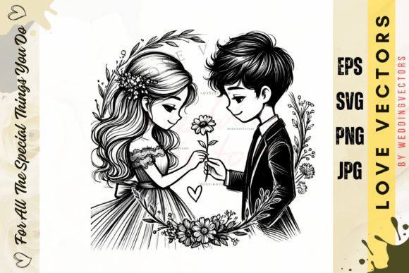 C3162: The Wedding Couple Vector Set for Romantic Design