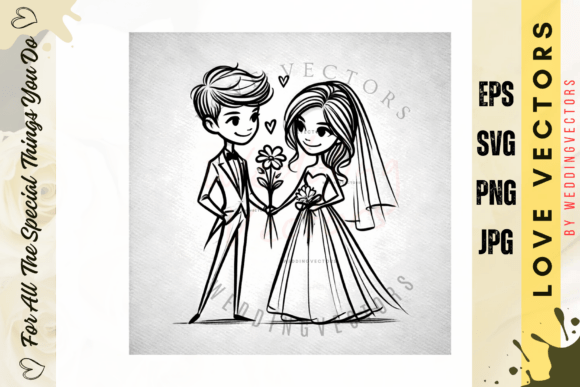 C723: Wedding Couple & Love Vectors for Elegant Design