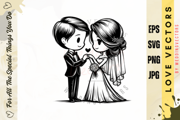 Capturing Romance: The Wedding Couple and Love Vectors - C3997 Collection