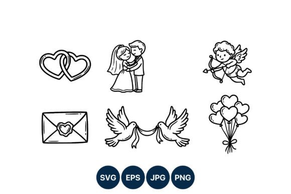 Celebrate Romance with Wedding Couple Cupid Love Hearts Line