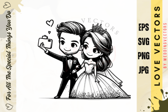 Designing with Heart: The Romance of Wedding Couple and Love Vectors - C3175