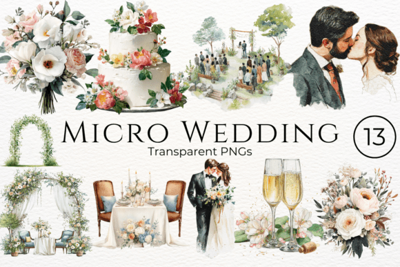 Effortless Elegance: Designing with Micro Wedding Watercolor Clipart