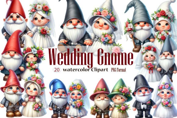 Enchant Your Invitations with Wedding Gnome Watercolor Clipart