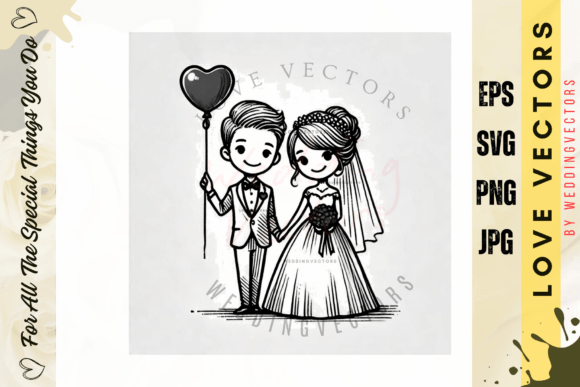 Infuse Romance: The C3725 Wedding Couple & Love Vectors