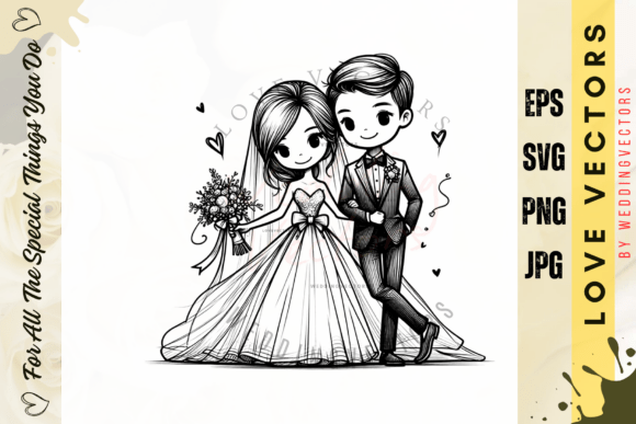 Modern Romance in Design: The C4967 Wedding Couple Vectors