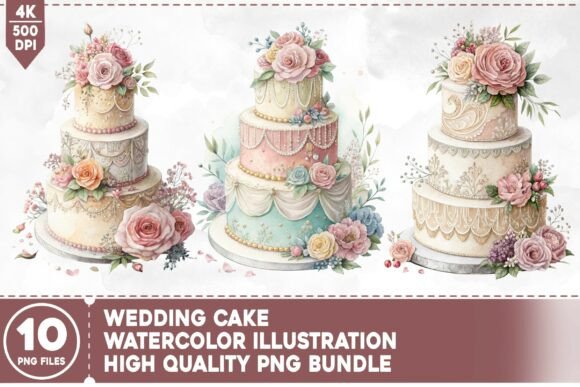 Wedding Cake PNG Bundle: Designs for Sweet Projects