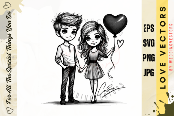 Wedding Couple and Love Vectors: A Modern Design Asset