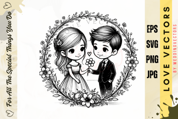 Wedding Couple and Love Vectors: A Timeless Design Asset