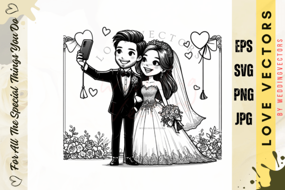 Wedding Couple and Love Vectors - C3214
