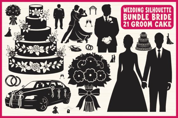 Wedding Silhouette Vector Bundle: 21 Elegant Designs for Every Project